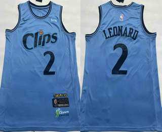 Mens Los Angeles Clippers #2 Kawhi Leonard Light Blue 2024 City Icon Sponsor Swingman Jersey->->NBA Jersey